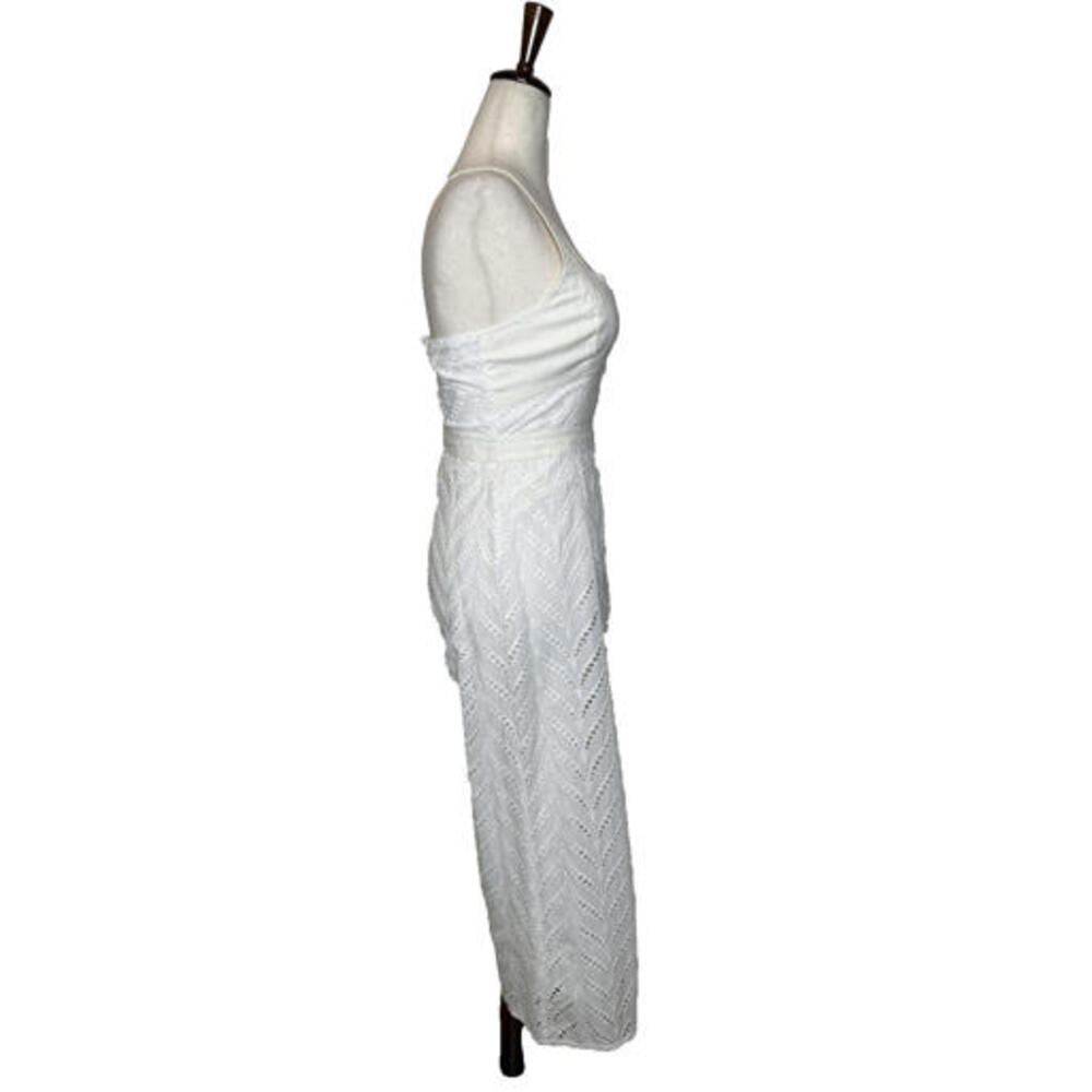 Anthropologie Ett:twa Womens Size 2 Alice Eyelet Jumpsuit White Ivory Crop Lined - Picture 5 of 9